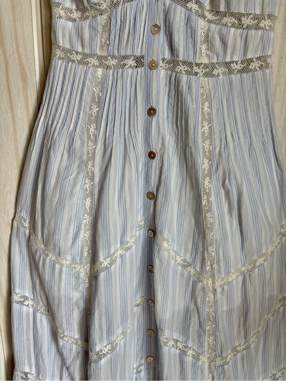 LoveShackFancy Pale Blue Lace-Trim Maxi Dress - Picture 3 of 10